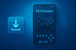 Download AetherSX2 APK for Android – Free PS2 Emulator with BIOS Support (v1.5-4248) 1 AetherSX2 PS2 emulator APK download screen on Android device with gaming controls interface