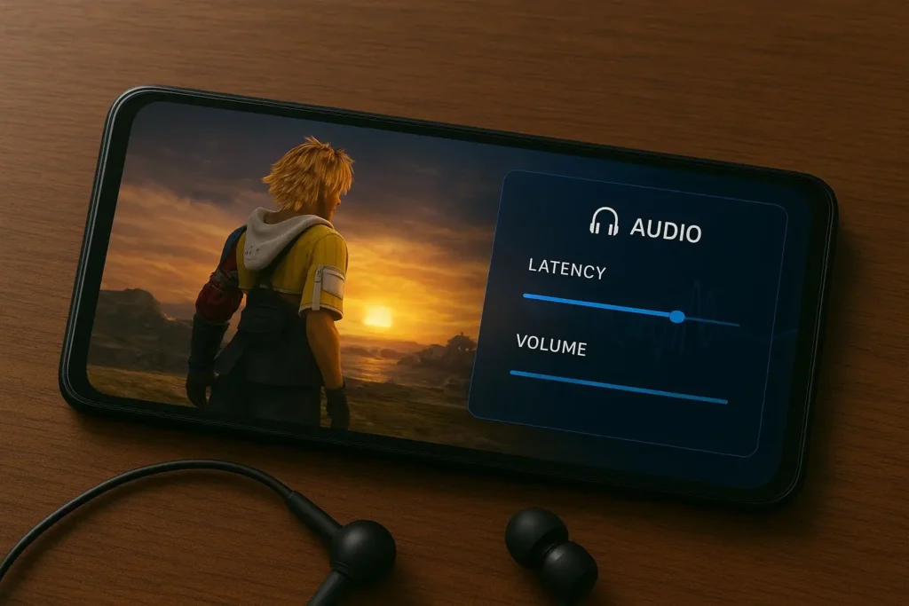 Download AetherSX2 APK for Android – Free PS2 Emulator with BIOS Support (v1.5-4248) 13 AetherSX2 emulator on Android with audio latency adjustment slider visible