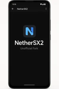 Smartphone Displaying NetherSX2 Emulator