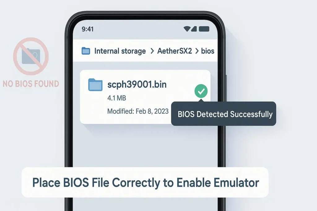 AetherSX2 BIOS 3 AetherSX2 BIOS folder location in Android internal storage